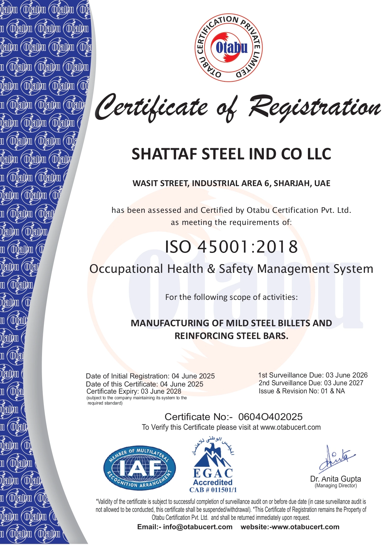 ISO 45001:2018 – Occupational Health & Safety Management System