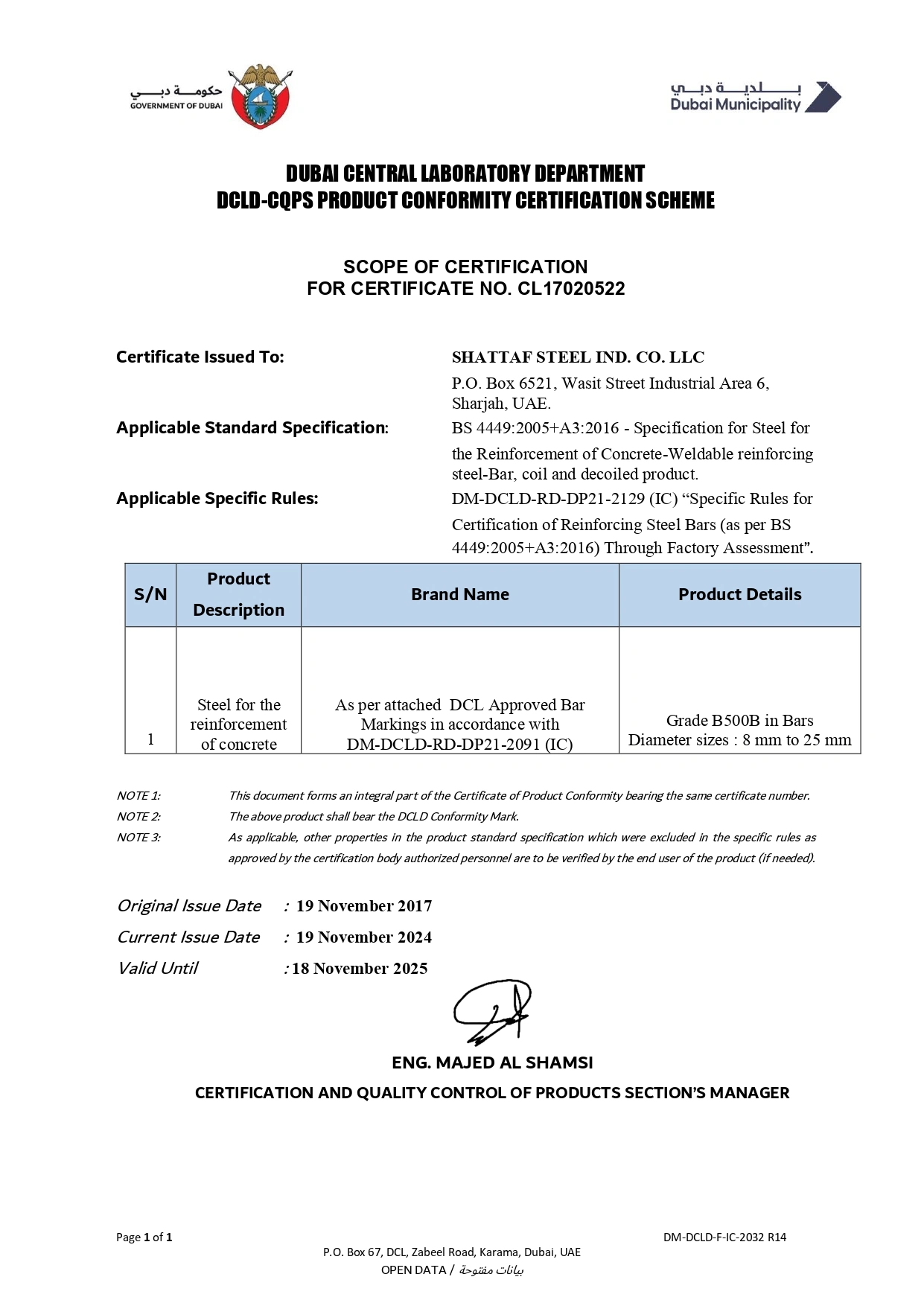 UK Cares – Product Conformity Certificate